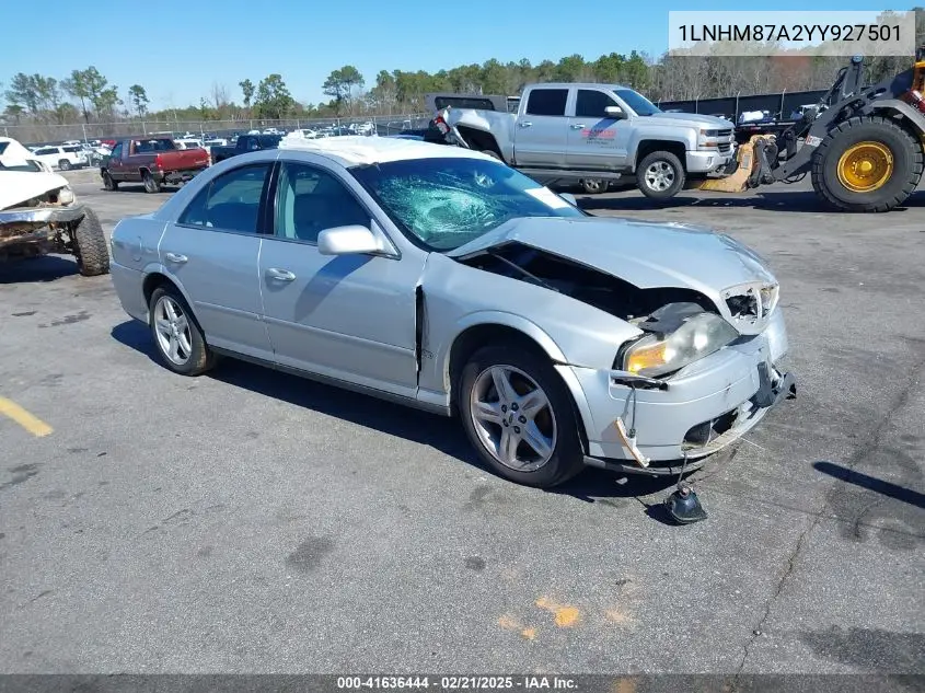 2000 Lincoln Ls V8 Auto VIN: 1LNHM87A2YY927501 Lot: 41636444
