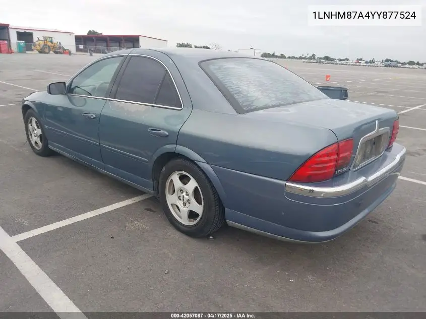 2000 Lincoln Ls V8 Auto VIN: 1LNHM87A4YY877524 Lot: 42057087