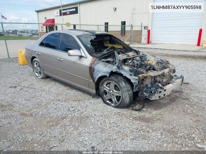 2000 Lincoln Ls V8 Auto VIN: 1LNHM87AXYY905598 Lot: 42367357