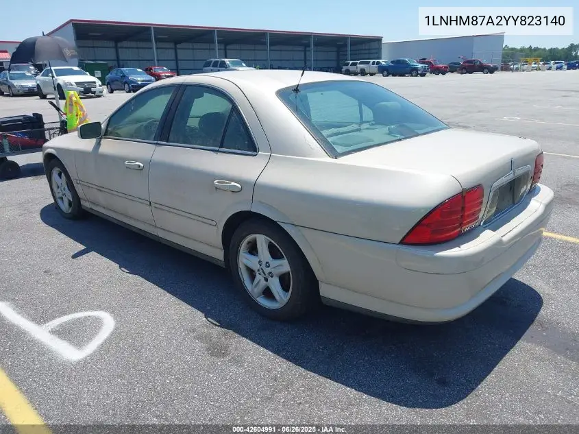 2000 Lincoln Ls VIN: 1LNHM87A2YY823140 Lot: 42604991