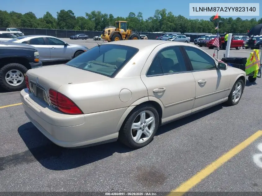 2000 Lincoln Ls VIN: 1LNHM87A2YY823140 Lot: 42604991