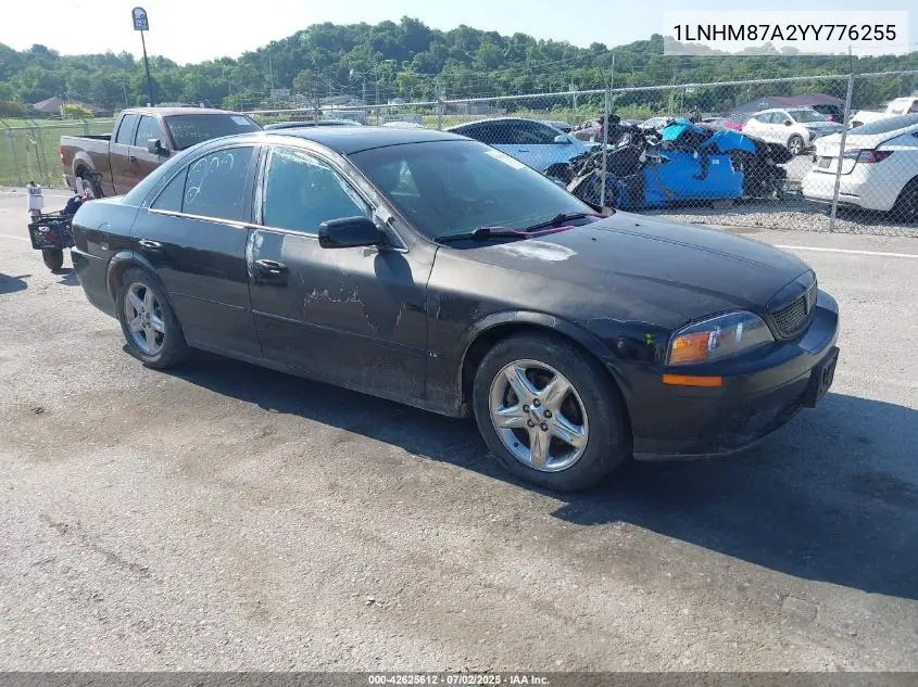2000 Lincoln Ls V8 Auto VIN: 1LNHM87A2YY776255 Lot: 42625612