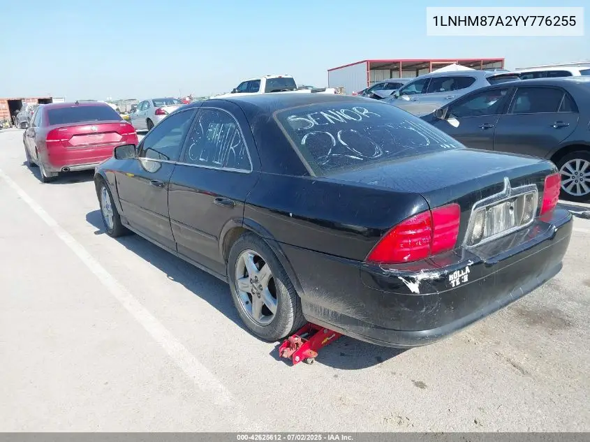 2000 Lincoln Ls V8 Auto VIN: 1LNHM87A2YY776255 Lot: 42625612
