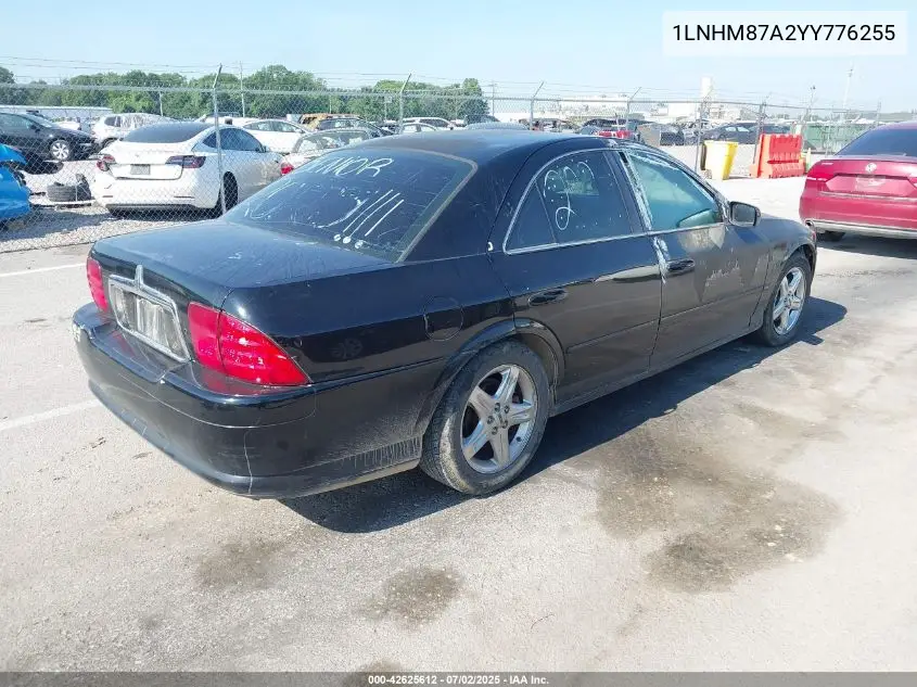 2000 Lincoln Ls V8 Auto VIN: 1LNHM87A2YY776255 Lot: 42625612