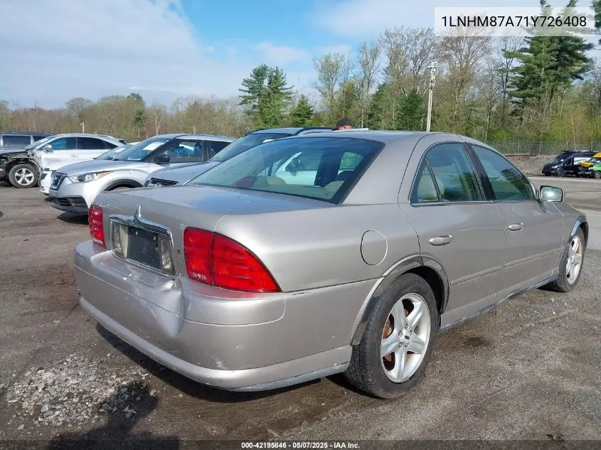 2001 Lincoln Ls V8 Auto VIN: 1LNHM87A71Y726408 Lot: 42195846