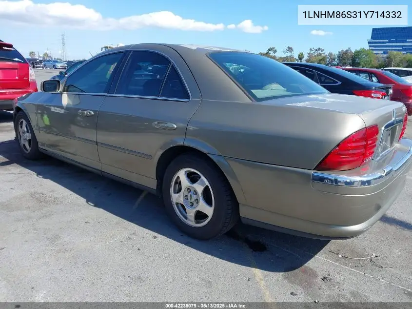 2001 Lincoln Ls V6 Auto/V6 Manual VIN: 1LNHM86S31Y714332 Lot: 42238079