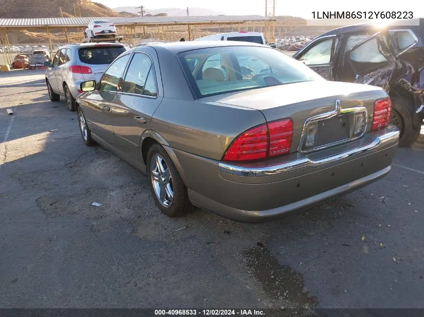 2002 Lincoln Ls V6 Auto/V6 Manual VIN: 1LNHM86S12Y608223 Lot: 40968533