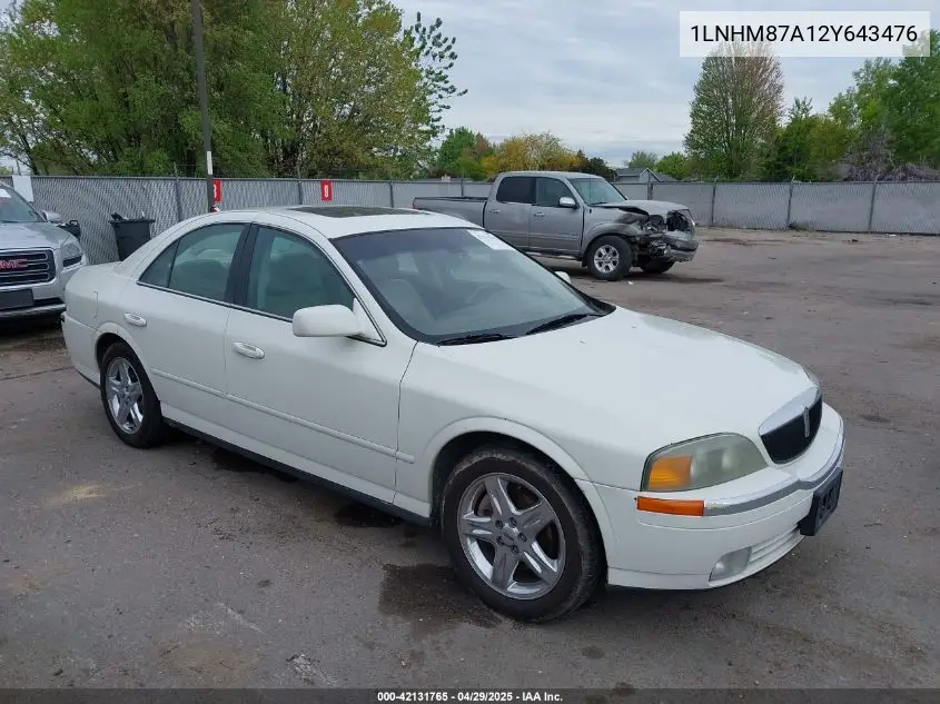 2002 Lincoln Ls V8 Auto VIN: 1LNHM87A12Y643476 Lot: 42131765