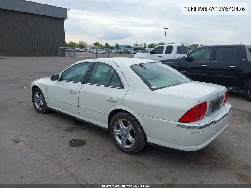 2002 Lincoln Ls V8 Auto VIN: 1LNHM87A12Y643476 Lot: 42131765