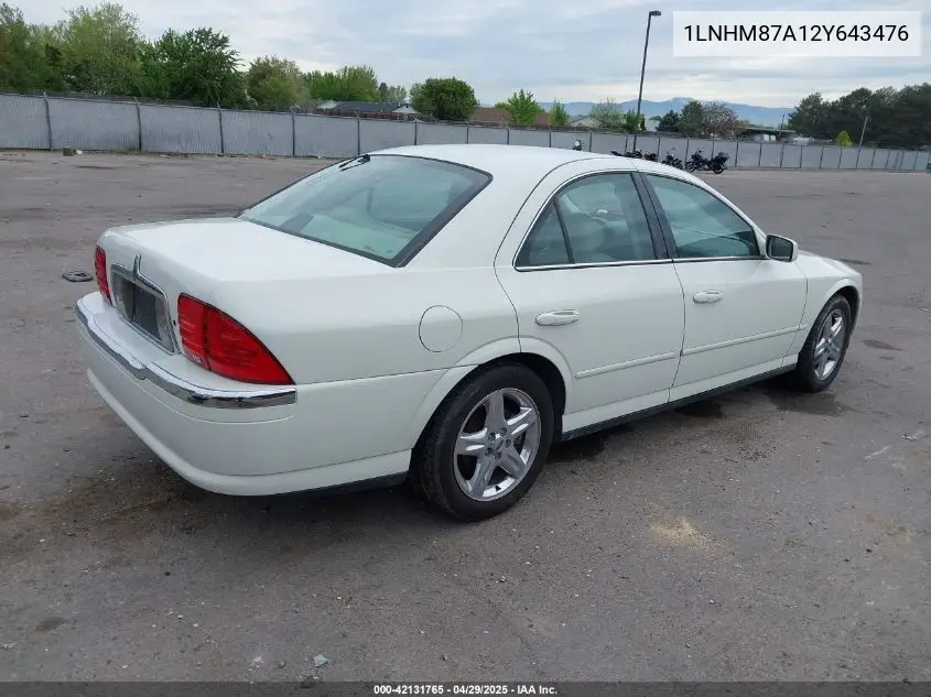 2002 Lincoln Ls V8 Auto VIN: 1LNHM87A12Y643476 Lot: 42131765