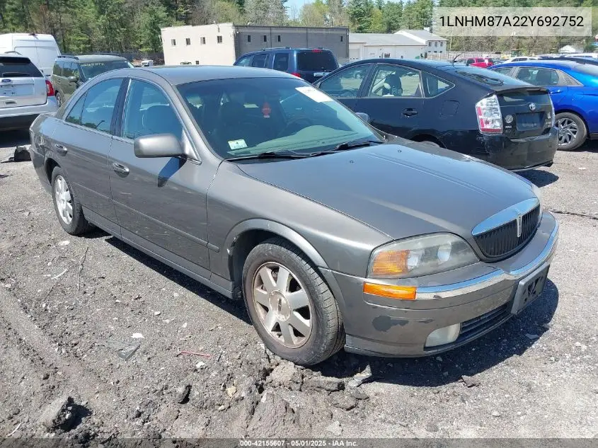 2002 Lincoln Ls V8 Auto VIN: 1LNHM87A22Y692752 Lot: 42155607