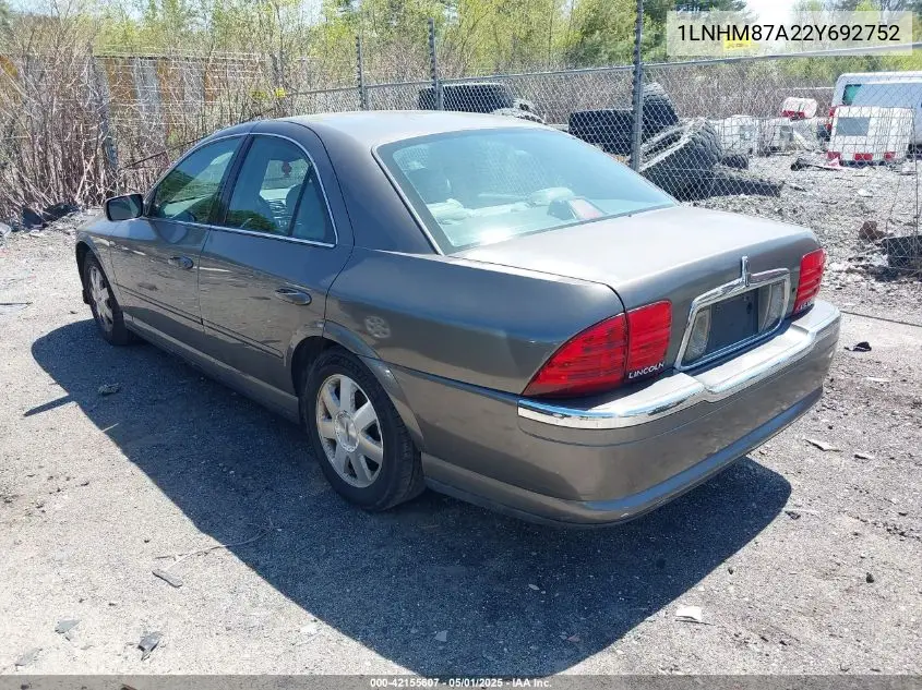 2002 Lincoln Ls V8 Auto VIN: 1LNHM87A22Y692752 Lot: 42155607