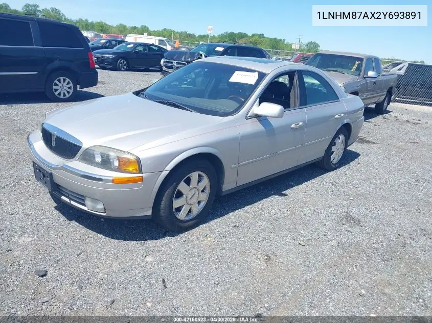2002 Lincoln Ls V8 Auto VIN: 1LNHM87AX2Y693891 Lot: 42160523