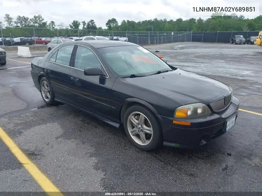 2002 Lincoln Ls V8 Auto VIN: 1LNHM87A02Y689851 Lot: 42225561