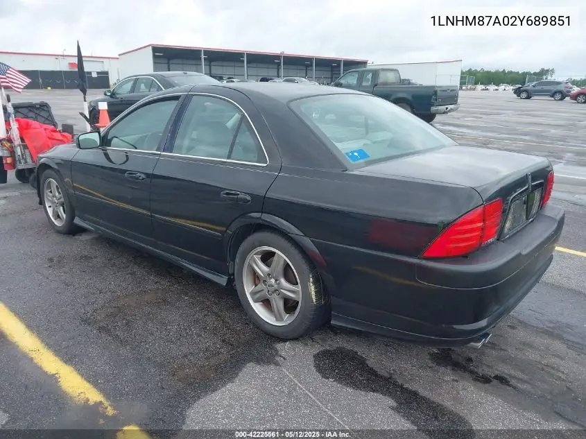 2002 Lincoln Ls V8 Auto VIN: 1LNHM87A02Y689851 Lot: 42225561