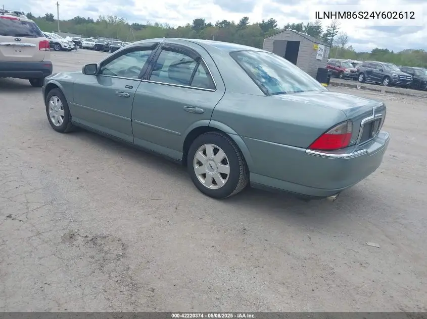 2003 Lincoln Ls VIN: ILNHM86S24Y602612 Lot: 42220374