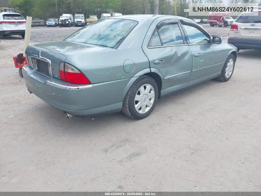 2003 Lincoln Ls VIN: ILNHM86S24Y602612 Lot: 42220374