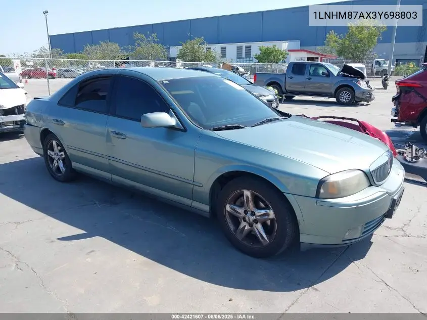 2003 Lincoln Ls V8 VIN: 1LNHM87AX3Y698803 Lot: 42421607