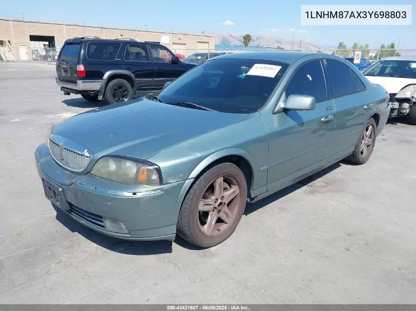 2003 Lincoln Ls V8 VIN: 1LNHM87AX3Y698803 Lot: 42421607