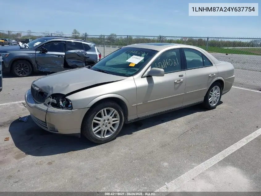 2004 Lincoln Ls V8 VIN: 1LNHM87A24Y637754 Lot: 42116021