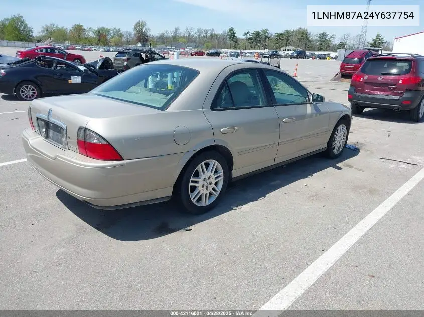 2004 Lincoln Ls V8 VIN: 1LNHM87A24Y637754 Lot: 42116021