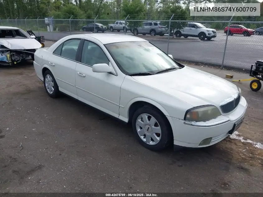 2004 Lincoln Ls V6 VIN: 1LNHM86S74Y600709 Lot: 42475789