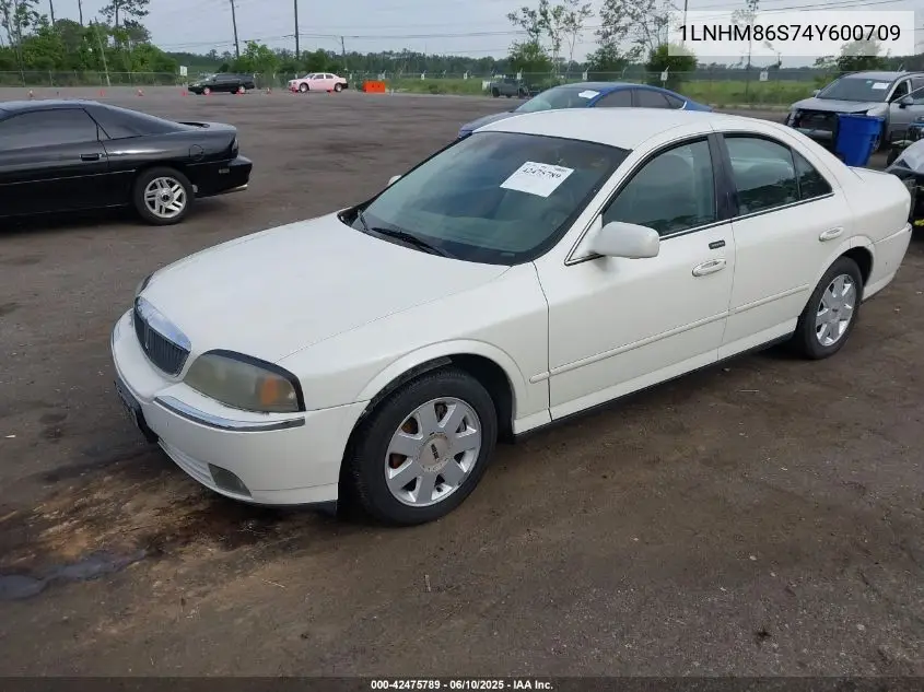 2004 Lincoln Ls V6 VIN: 1LNHM86S74Y600709 Lot: 42475789