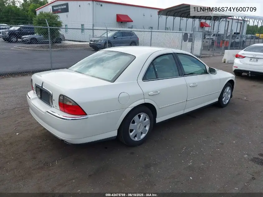 2004 Lincoln Ls V6 VIN: 1LNHM86S74Y600709 Lot: 42475789
