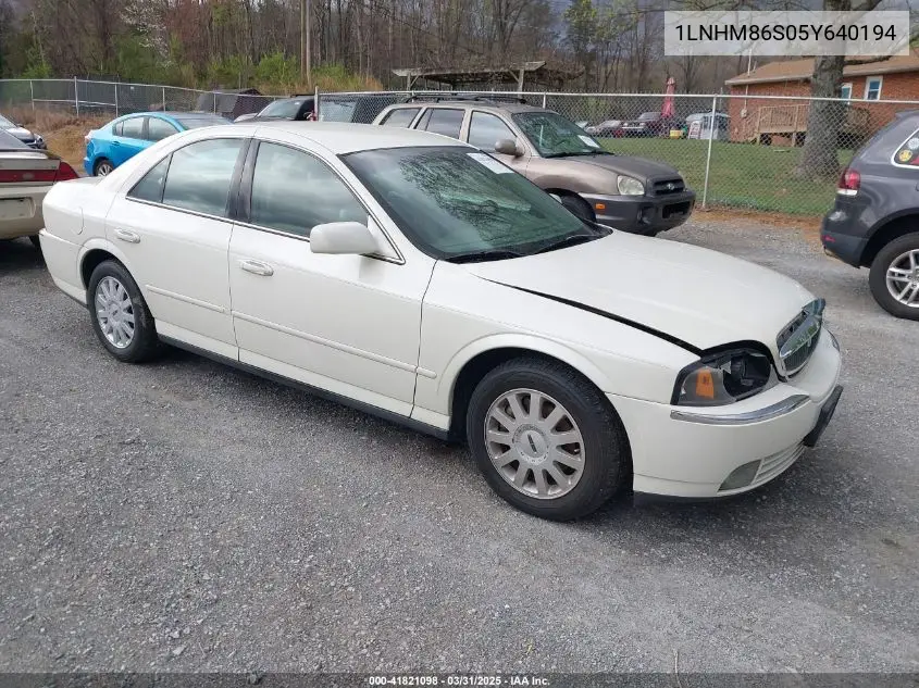 2005 Lincoln Ls V6 VIN: 1LNHM86S05Y640194 Lot: 41821098