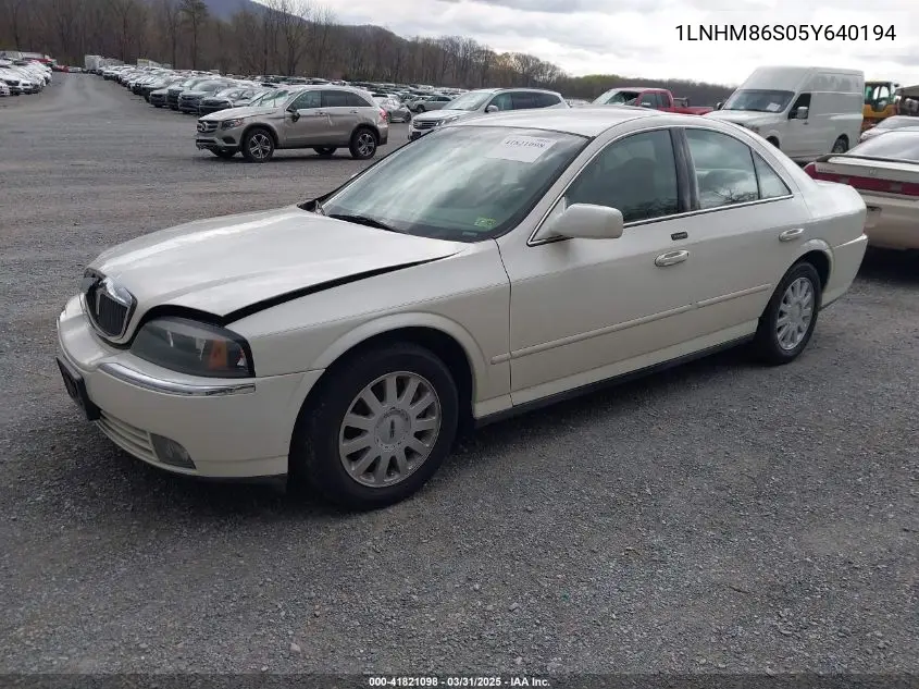 2005 Lincoln Ls V6 VIN: 1LNHM86S05Y640194 Lot: 41821098