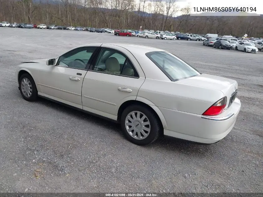2005 Lincoln Ls V6 VIN: 1LNHM86S05Y640194 Lot: 41821098