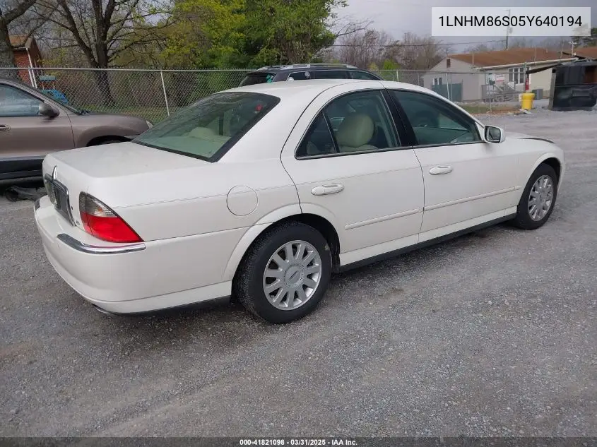 2005 Lincoln Ls V6 VIN: 1LNHM86S05Y640194 Lot: 41821098