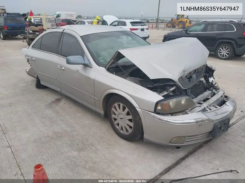 2005 Lincoln Ls V6 VIN: 1LNHM86S35Y647947 Lot: 42104516