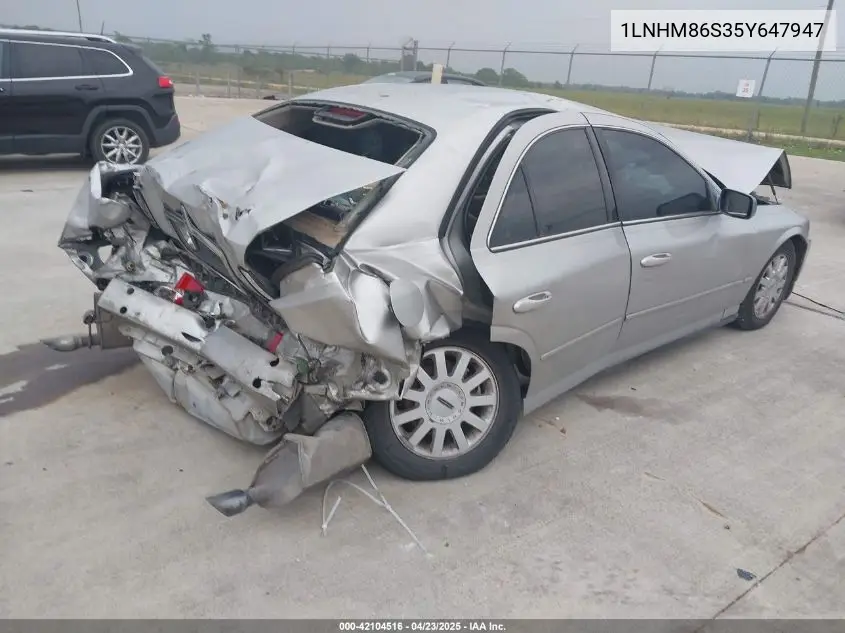2005 Lincoln Ls V6 VIN: 1LNHM86S35Y647947 Lot: 42104516