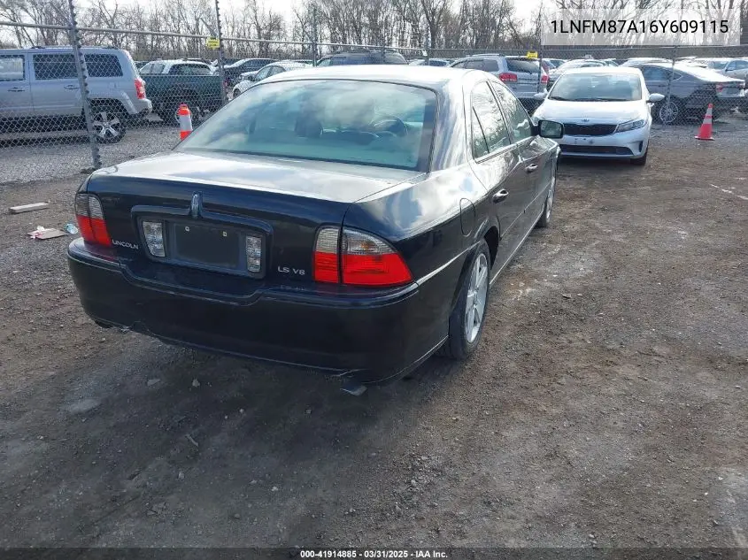 2006 Lincoln Ls V8 VIN: 1LNFM87A16Y609115 Lot: 41914885