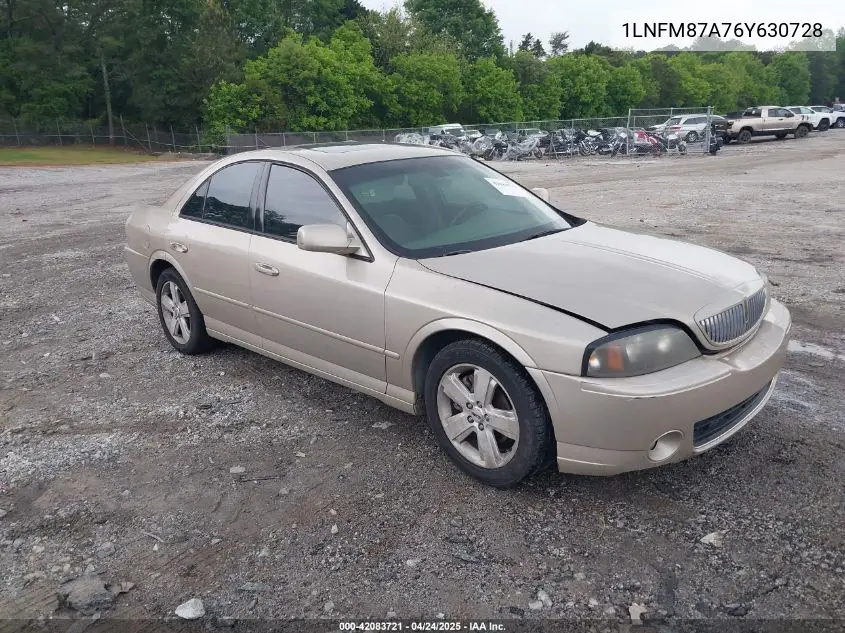 2006 Lincoln Ls V8 VIN: 1LNFM87A76Y630728 Lot: 42083721