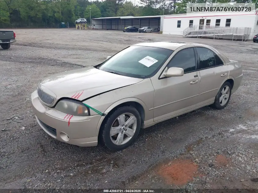 2006 Lincoln Ls V8 VIN: 1LNFM87A76Y630728 Lot: 42083721