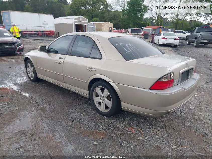 2006 Lincoln Ls V8 VIN: 1LNFM87A76Y630728 Lot: 42083721