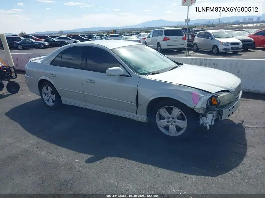 2006 Lincoln Ls V8 VIN: 1LNFM87AX6Y600512 Lot: 42138463