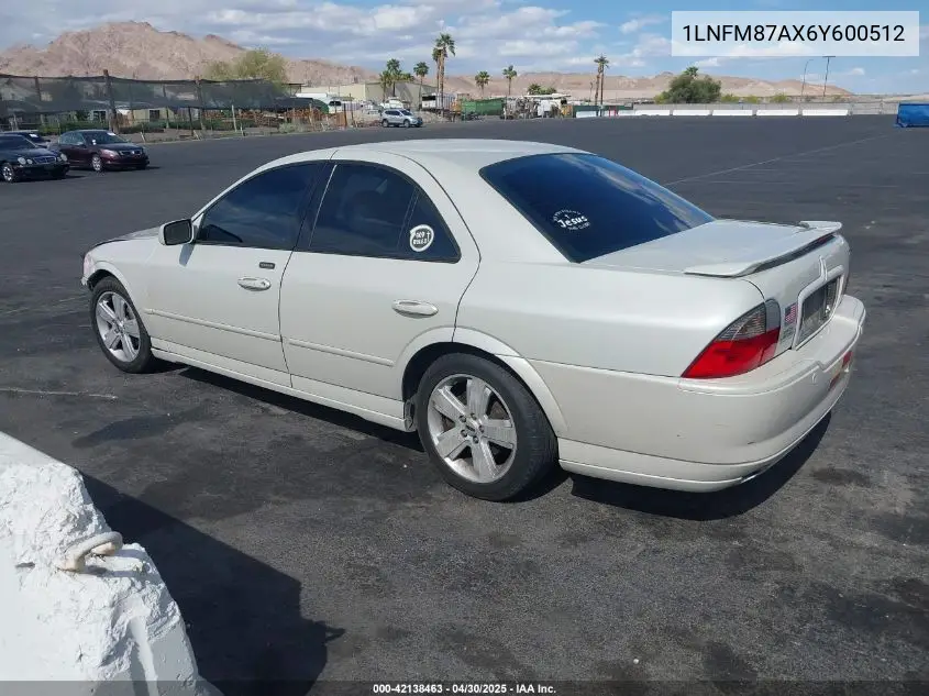 2006 Lincoln Ls V8 VIN: 1LNFM87AX6Y600512 Lot: 42138463