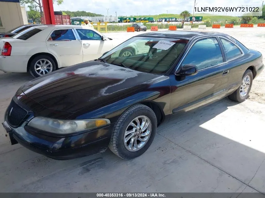 1998 Lincoln Mark Viii Lsc VIN: 1LNFM92V6WY721022 Lot: 40353316