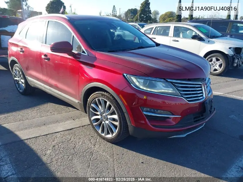 2015 Lincoln Mkc VIN: 5LMCJ1A90FUJ40816 Lot: 41674923