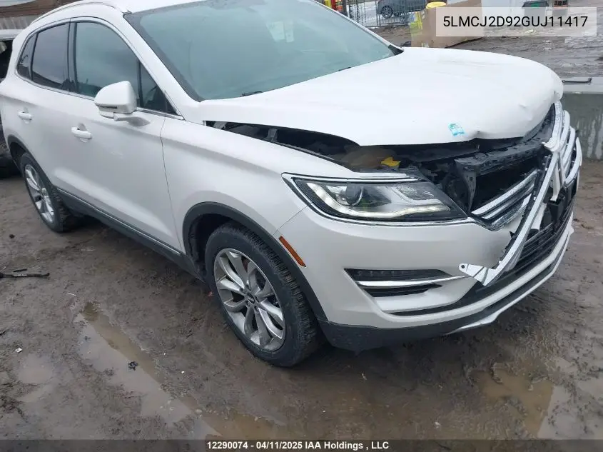 2016 Lincoln Mkc Select VIN: 5LMCJ2D92GUJ11417 Lot: 12290074