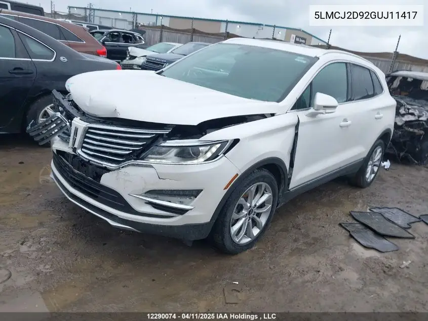2016 Lincoln Mkc Select VIN: 5LMCJ2D92GUJ11417 Lot: 12290074