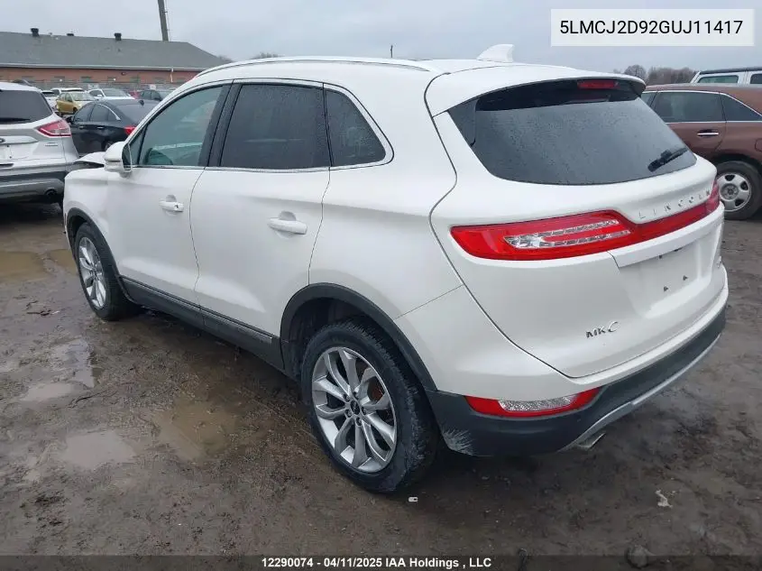 2016 Lincoln Mkc Select VIN: 5LMCJ2D92GUJ11417 Lot: 12290074
