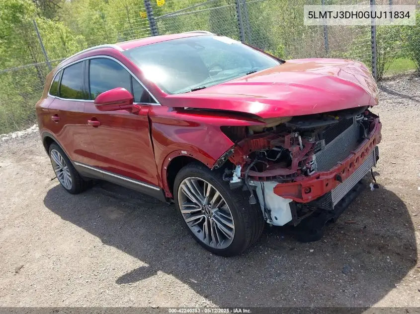 2016 Lincoln Mkc Reserve VIN: 5LMTJ3DH0GUJ11834 Lot: 42240393