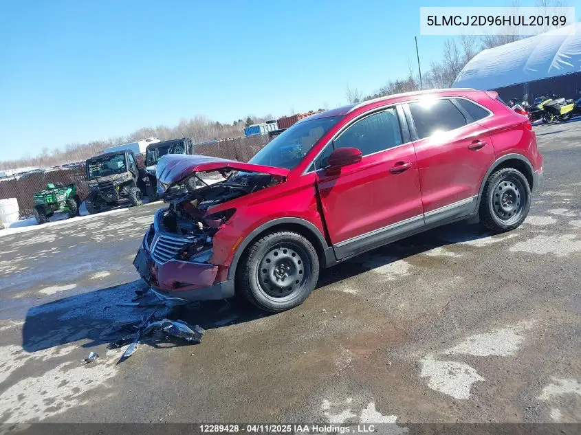 2017 Lincoln Mkc VIN: 5LMCJ2D96HUL20189 Lot: 12289428