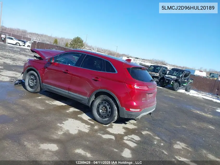 2017 Lincoln Mkc VIN: 5LMCJ2D96HUL20189 Lot: 12289428