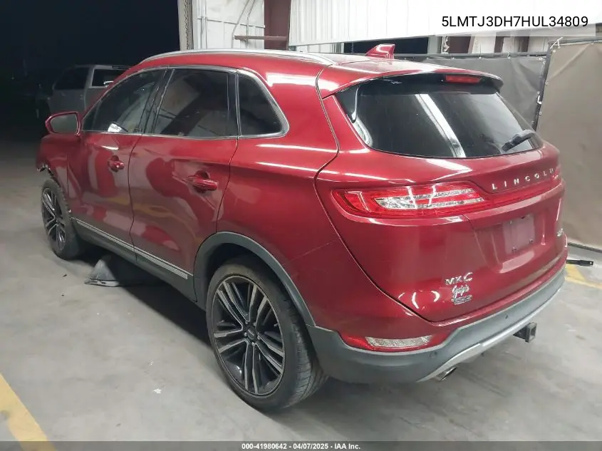 2017 Lincoln Mkc Reserve VIN: 5LMTJ3DH7HUL34809 Lot: 41980642