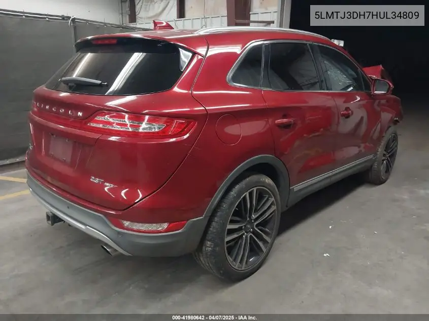 2017 Lincoln Mkc Reserve VIN: 5LMTJ3DH7HUL34809 Lot: 41980642